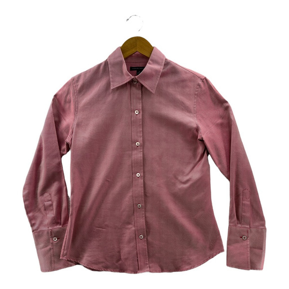 Banana Republic Tops - Banana Republic Womens Button Front Shirt Pink Stripe Long Sleeve Flip Up Cuff M
